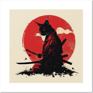 samurai cat Posters and Art